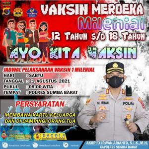 Polres Sumba Barat Gagas Vaksinasi Merdeka Milenial