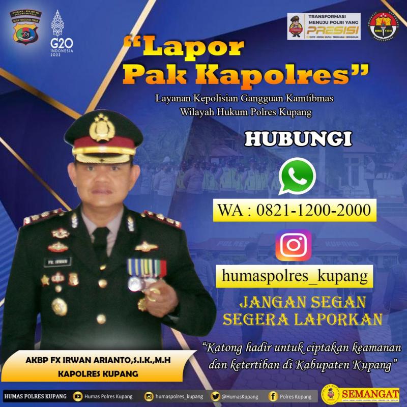 Butuh Layanan Cepat Kepolisian, Kapolres Kupang Siapkan Hotline Layanan Masyarakat