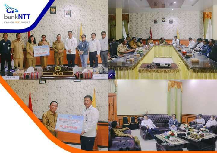 PT Bank Pembangunan Daerah Nusa Tenggara Timur atau Bank NTT Bank NTT menyerahkan dana Corporate Social Responsibility (CSR) untuk Pemerintah Kabupaten Kupang.