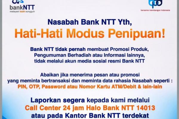 Bank NTT memberikan klarifikasi terkait laporan Rosy Leonardus, nasabah di Cabang Lewoleba di Kabupaten Lembata bahwa uangnya telah raib dari rekening. 