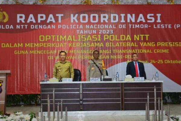 Polda Nusa Tenggara Timur (NTT) bersama Policia Nacional De Timor-Leste (PNTL) menggelar Rapat Koordinasi (Rakor) di Atambua, Kabupaten Belu, Selasa (24/10/2023).