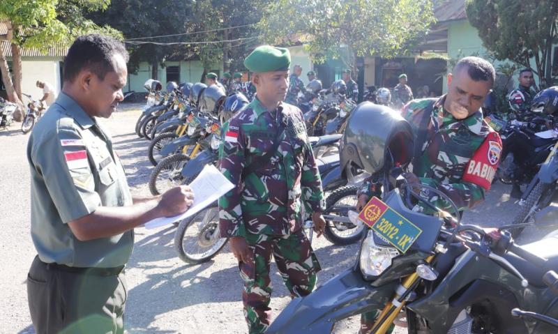 Kodim 1605/Belu Cek Kelengkapan Kendaraan Dinas-Pribadi Milik Anggota 