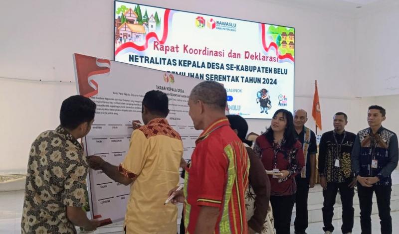 Bawaslu Belu Gelar Rakor dan Deklarasi Netralitas Bersama Para Kades 