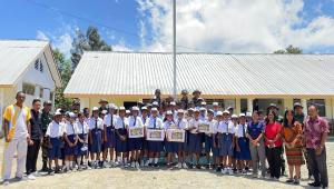 Meriahkan HUT ke-79 TNI, Satgas Yonif 741/GN Gelar Lomba PBB di SMPN Kota Biru-Malaka