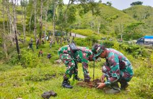 Wujudkan Pembinaan Lingkungan Hidup, Kodim Belu Tanam Ratusan Pohon di Fulan Fehan