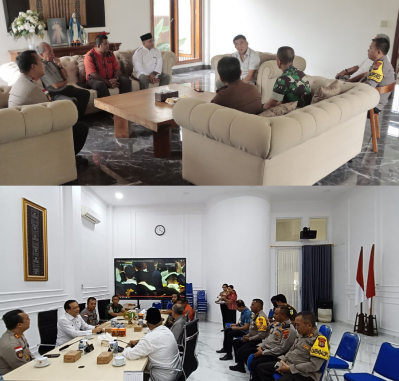 KATANTT.COM---Forum Koordinasi Pimpinan Daerah (Forkopimda) Belu bersama Pimpinan tokoh agama melakukan silaturahmi dengan pasangan calon (Paslon) Bupati Belu Willybrodus Lay dan Agustinus Taolin, Kamis (20/2/2025).