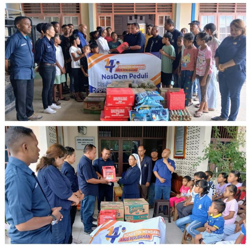 Berbagi Kasih HUT ke-14, NasDem Belu Salurkan Sembako ke Panti Asuhan