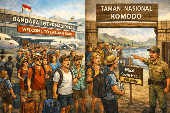 Ilustrasi Protes Pelaku Wisata: Pembatasan Kuota TNK Dinilai Tak Ilmiah dan Berisiko Praktik KKN. 