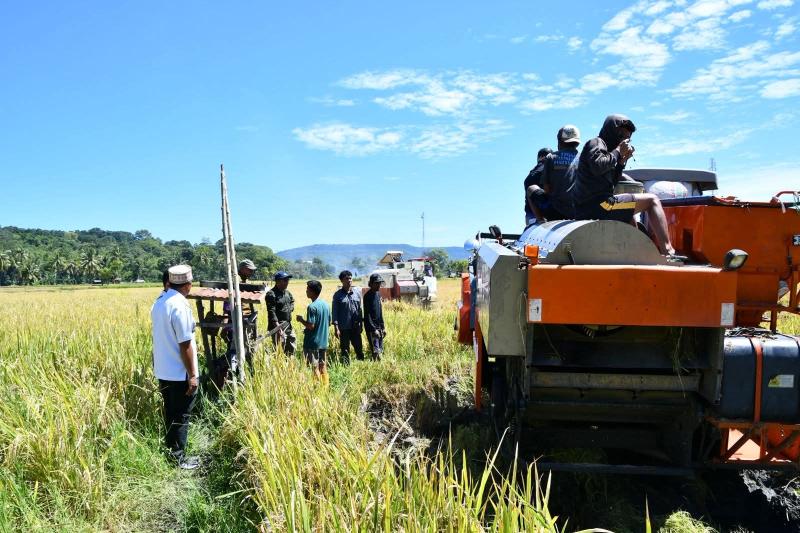 Pelatihan operator combine harvester saat panen raya simbolis di Kecamatan Reok, Kabupaten Manggarai. 