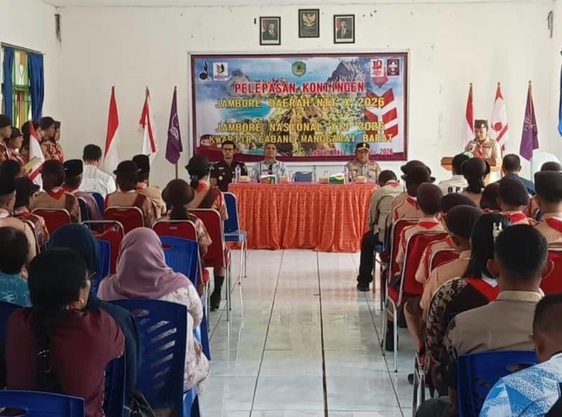 Acara pelepasan 40 anggota Kontingen Kwartir Cabang (Kwarcab) Gerakan Pramuka Kabupaten Manggarai Barat untuk mengikuti Jambore Daerah (Jamda) Nusa Tenggara Timur (NTT) X dan Jambore Nasional (Jamnas) XII Tahun 2026 di Kota Kupang. 